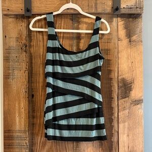 Bailey 44 Black and Green Striped Tank Top